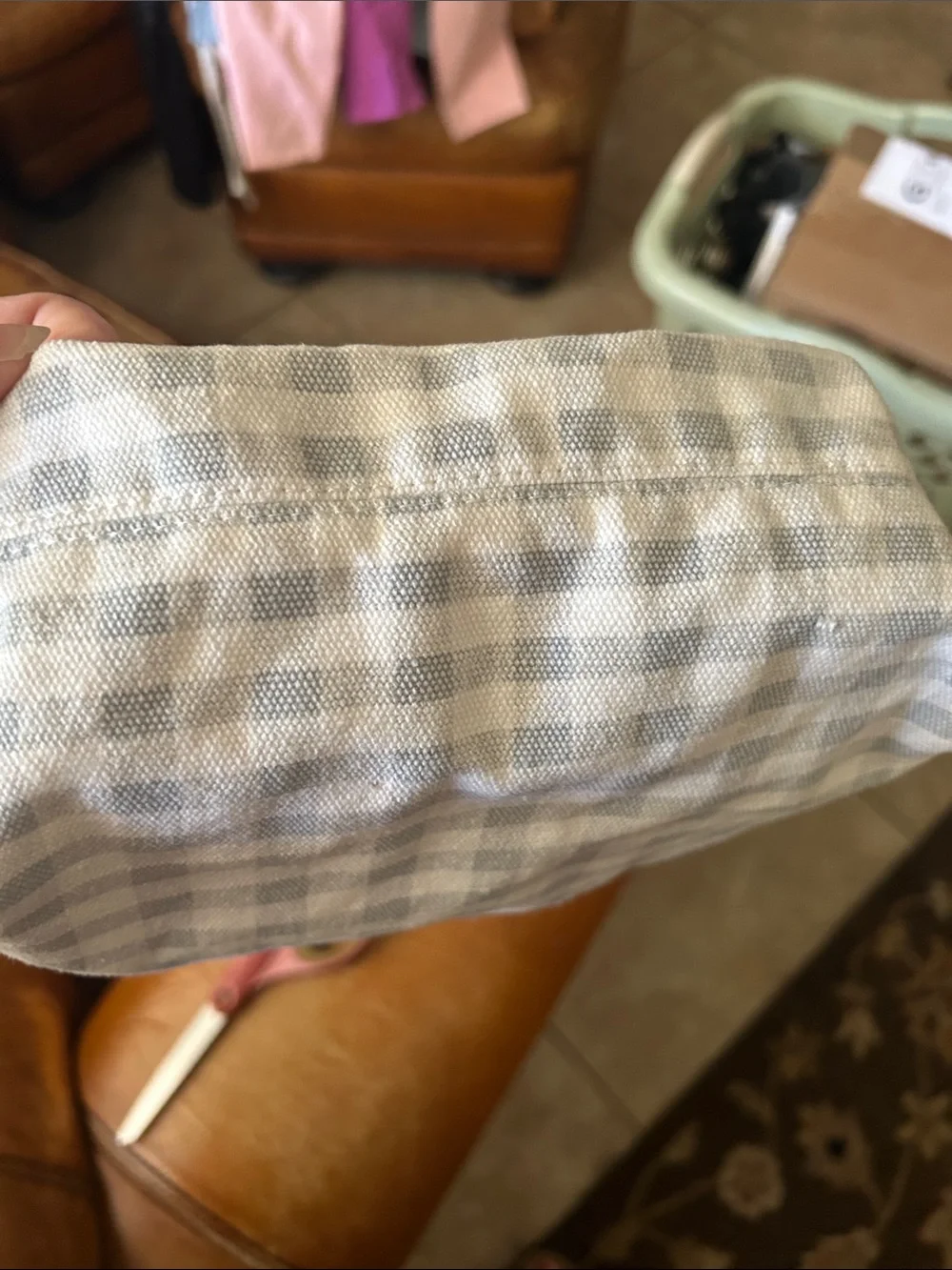 Urban Outfitters Gray and White Gingham Tote